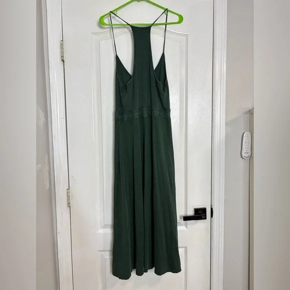 slim fit dress slacks Green Lattice Upf50+ Split Neck Travel Dress - Green - Size L